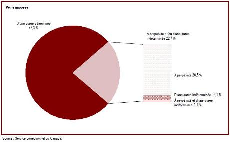 Les délinquants qui purgent une peine d'emprisonnement à perpétuité ou d'une durée indéterminée représentent 23&nbsp;% de la population totale de délinquants