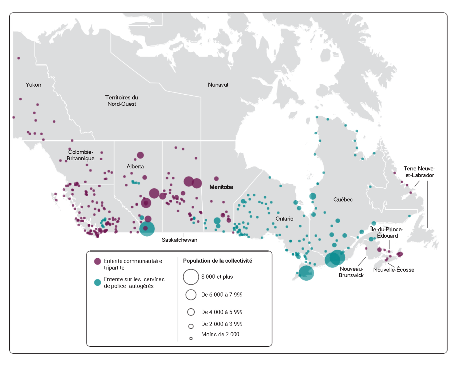 Pièce 3.1 — Ententes communautaires tripartites et ententes sur les services de police autogérés au Canada